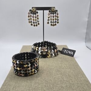 Gold and Black Beaded Tova Jewelry Set